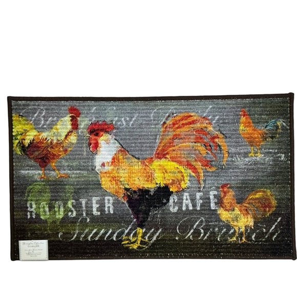 Apache Mills Rooster Café Accent Rug Made in Egypt Rectangle 17 x 30 in - Picture 2 of 16